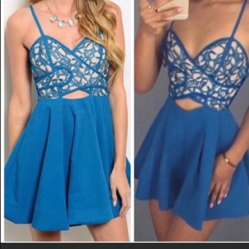 Teal Blue Cutout Mini dress